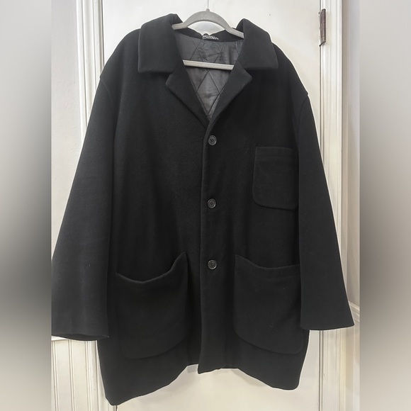 Baracuta Men’s Black Wool Cashmere Blend Overcoat, Made in Bulgaria Size XXL - Picture 8 of 13
